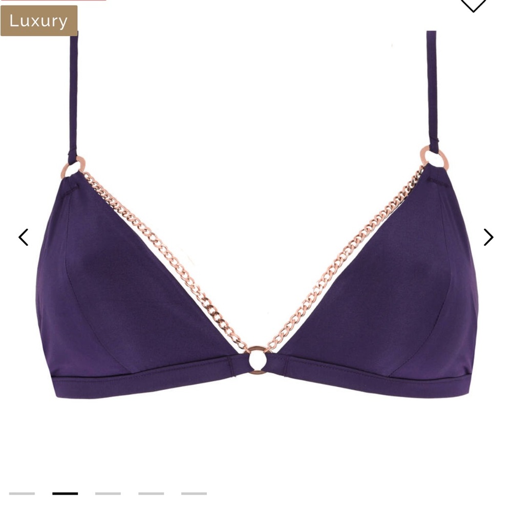 NWT Fleur Du Mal Chain Luxe Silk Triangle Bra